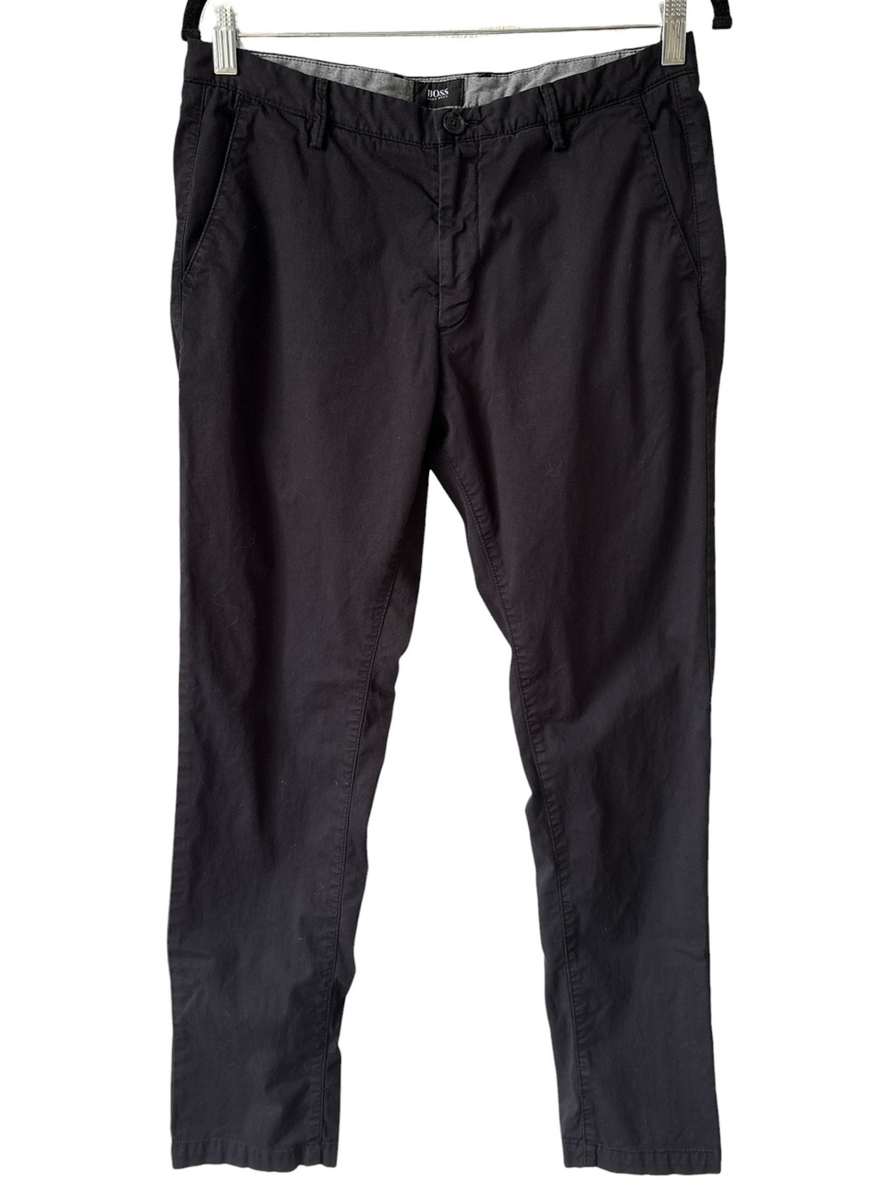 HUGO BOSS Regular Fit RICE Black Cotton Blend CHINOS PANTS Mens 32R